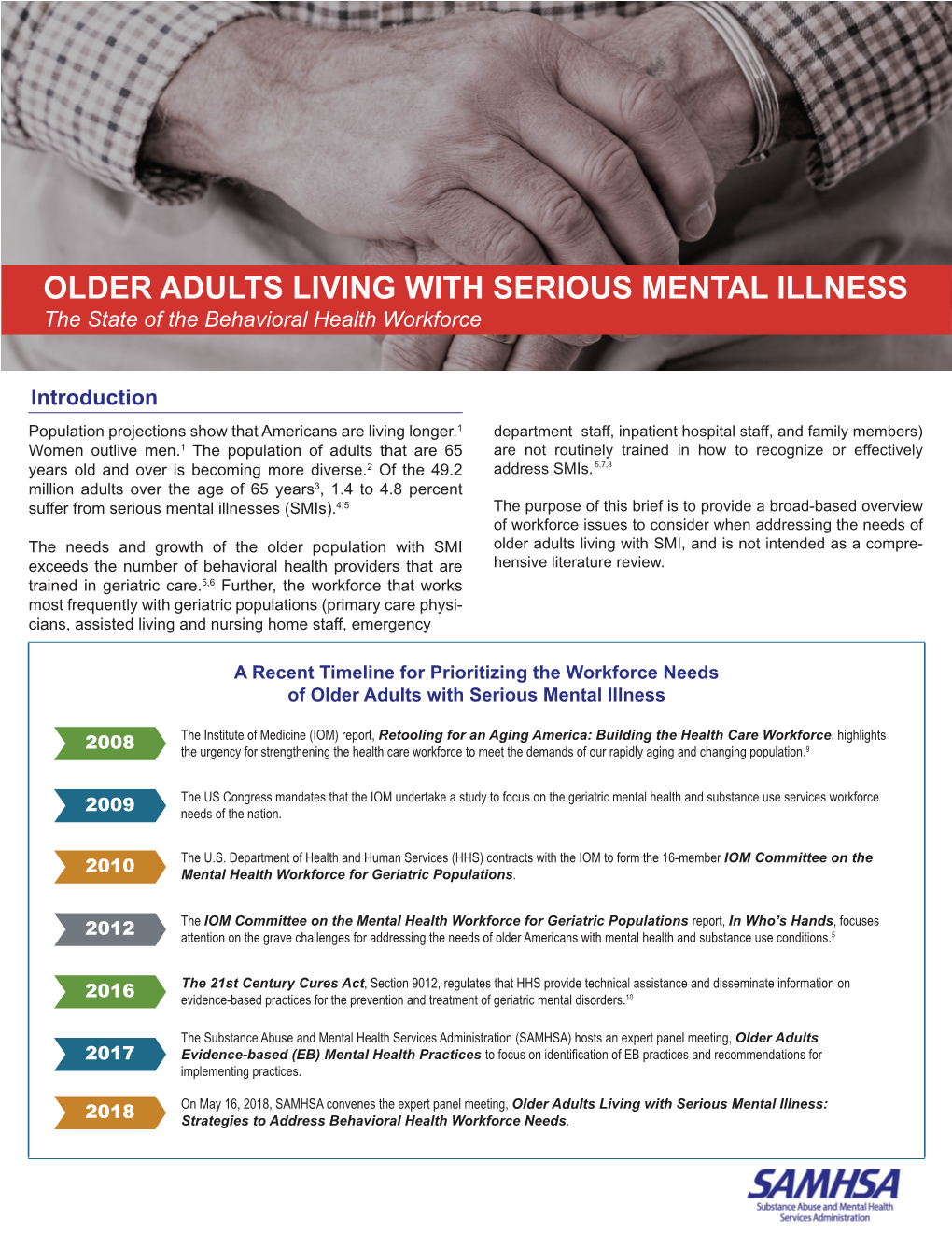 OLDER ADULTS LIVING with SERIOUS MENTAL ILLNESS the State of the Behavioral Health Workforce