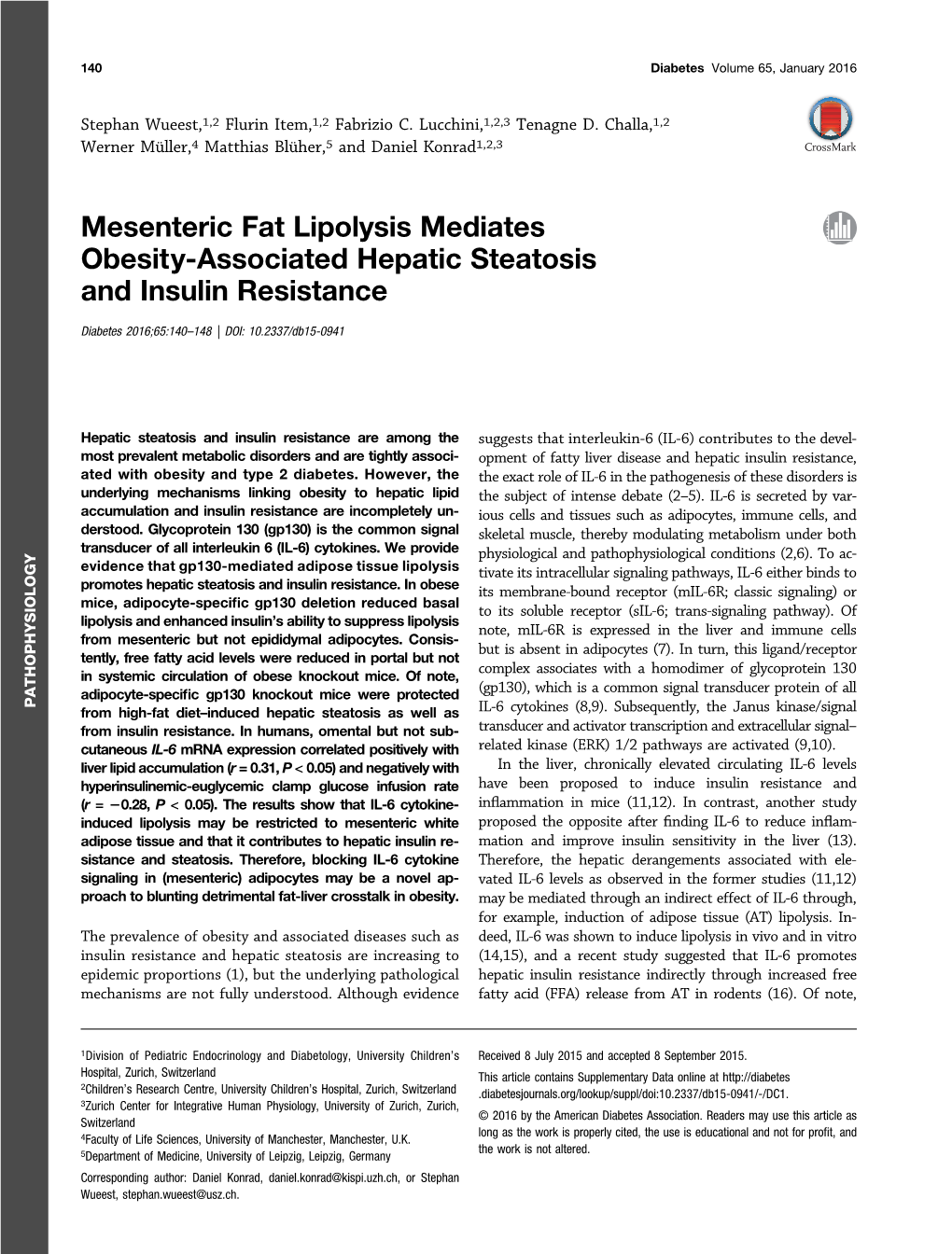 Mesenteric Fat Lipolysis Mediates Obesity-Associated Hepatic Steatosis and Insulin Resistance