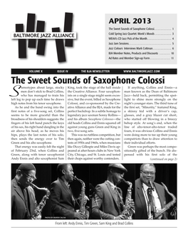 APRIL 2013 the Sweet Sounds of Saxophone Colossi