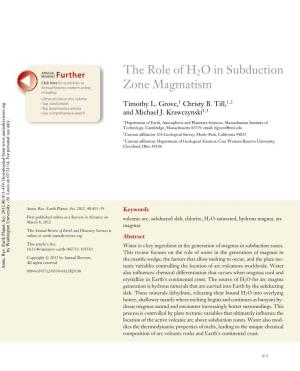 The Role of H2O in Subduction Zone Magmatism