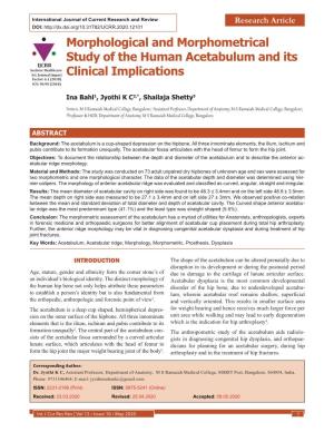 Morphological and Morphometrical Study of the Human Acetabulum and Its IJCRR Section: Healthcare Sci
