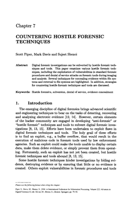 Chapter 7 COUNTERING HOSTILE FORENSIC TECHNIQUES