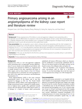 Primary Angiosarcoma Arising in an Angiomyolipoma of the Kidney: Case