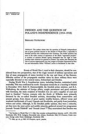 Sweden and the Question of Poland's Independence (1914