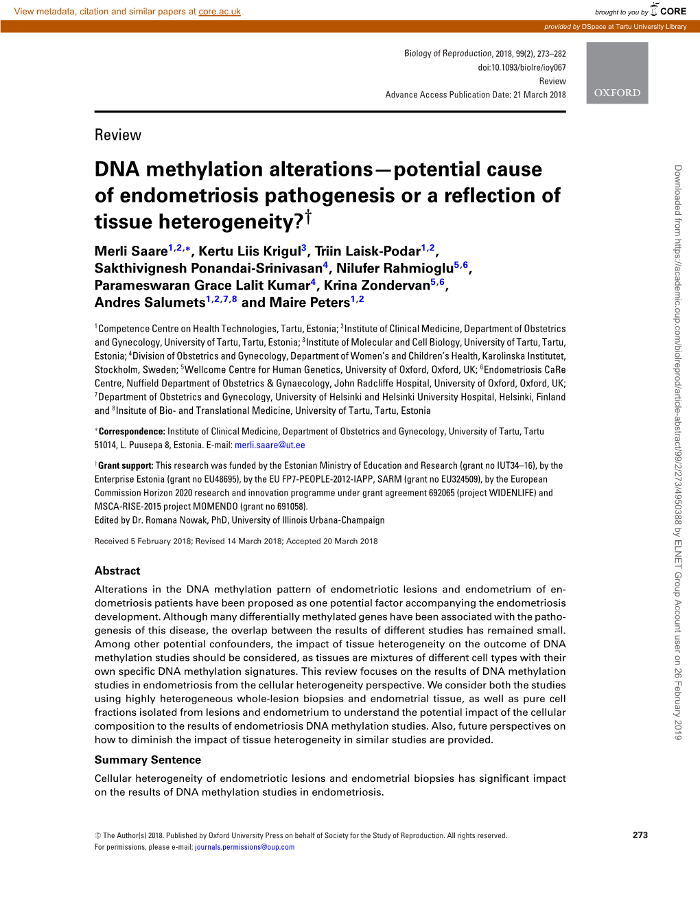 DNA Methylation Alterations&Mdash