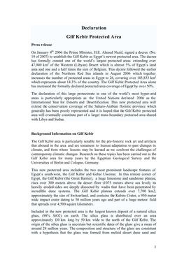 Declaration Gilf Kebir Protected Area Press Release
