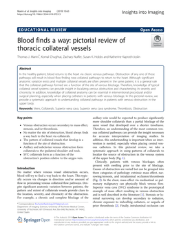 Blood Finds a Way: Pictorial Review of Thoracic Collateral Vessels Thomas J