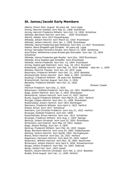 St. James/Jacobi Early Members