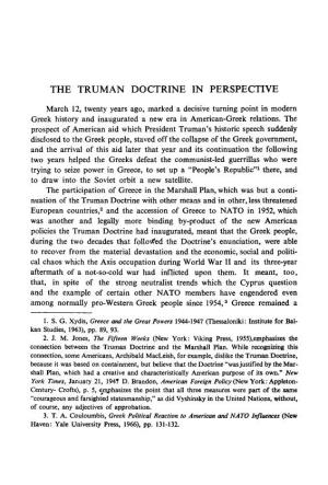 The Truman Doctrine in Perspective