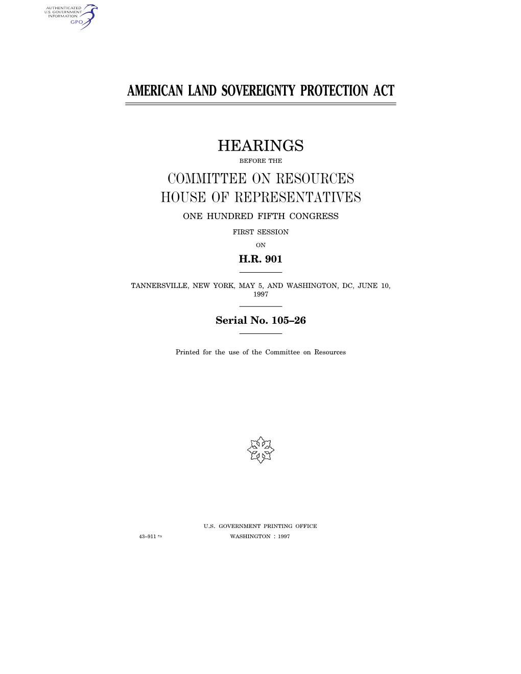 American Land Sovereignty Protection Act Hearings