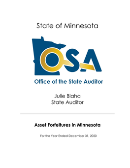 2020 Asset Forfeitures in Minnesota