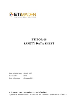 Etibor-68 Safety Data Sheet