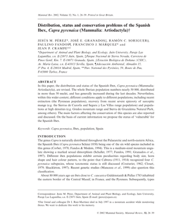 Distribution, Status and Conservation Problems of the Spanish Ibex, Capra Pyrenaica (Mammalia: Artiodactyla)†