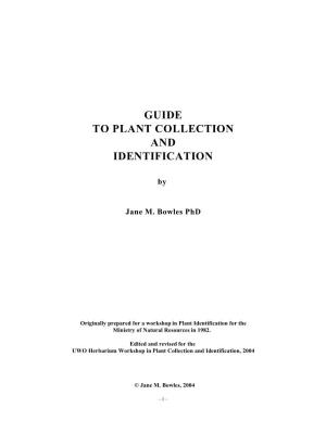 Guide to Plant Collection and Identification