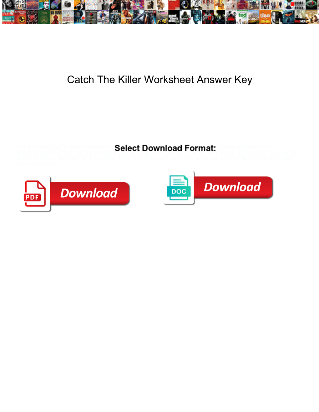 Catch the Killer Worksheet Answer Key