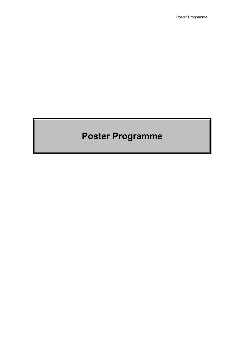 Poster Programme