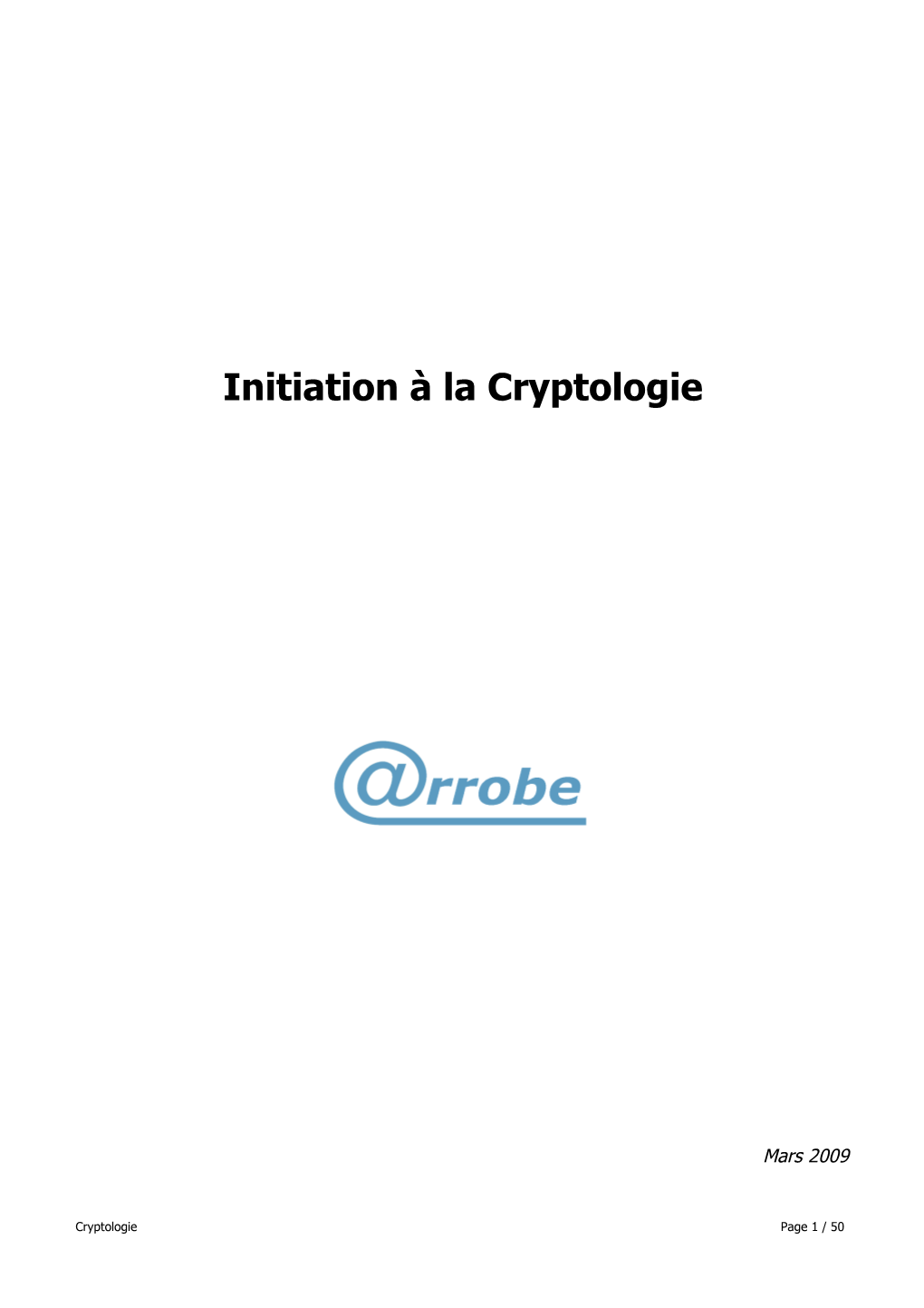 Initiation À La Cryptologie