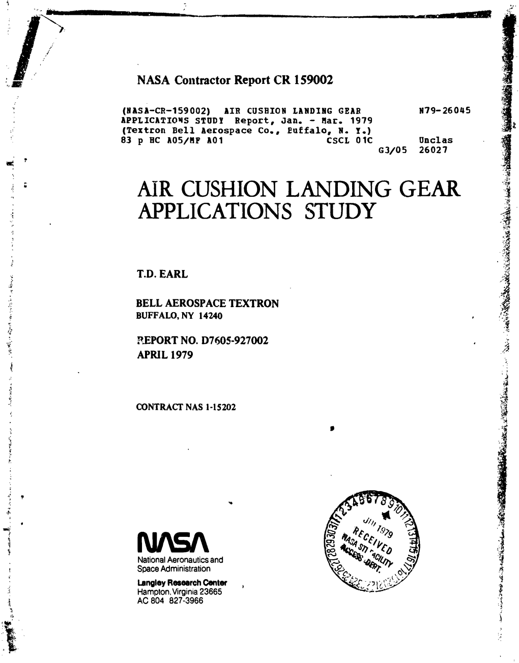 '' Mr Cushion Landing Gear Applications Study 