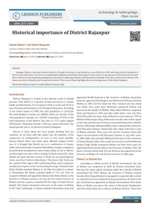 Historical Importance of District Rajanpur