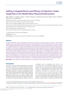 Codon Usage Bias in the Model Moss Physcomitrella Patens