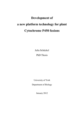 Development of a New Platform Technology for Plant Cytochrome P450 Fusions