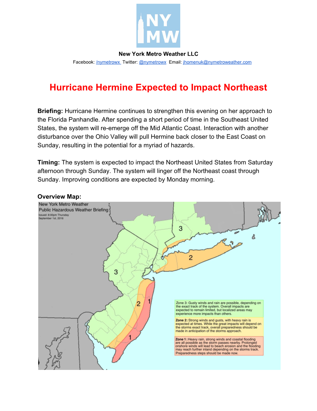 Hurricane Hermine Expected to Impact Northeast
