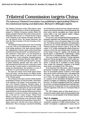 Trilateral Commission Targets China I the Injamous Trilateral Commission Haspublished a Reportputting China in the Crosshairsjor Looting and Destruction