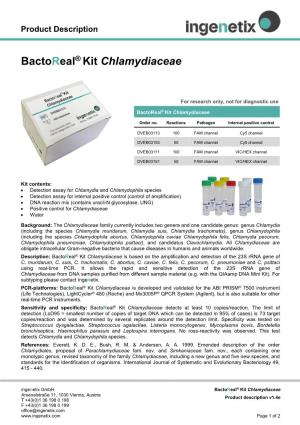 Product Description EN Bactoreal® Kit Chlamydiaceae