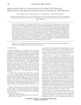 Antioxidant Activity Associated with Lipid and Phenolic Mobilization During Seed Germination of Pangium Edule Reinw