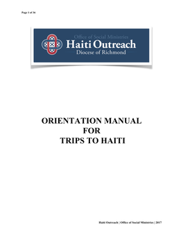 Orientation Manual for Trips to Haiti