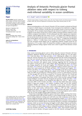 Analysis of Antarctic Peninsula Glacier Frontal Ablation Rates with Respect to Iceberg Melt-Inferred Variability in Ocean Conditions