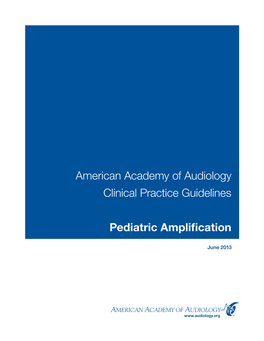 American Academy of Audiology Clinical Practice Guidelines