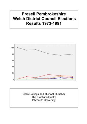 Preseli Pembrokeshire Welsh District Council Elections Results 1973-1991