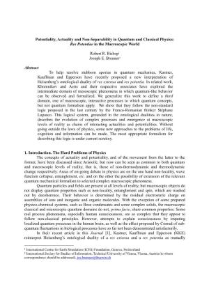 Potentiality, Actuality and Non-Separability in Quantum and Classical Physics: Res Potentiae in the Macroscopic World