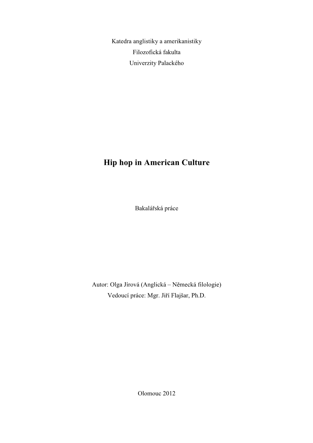 Hip Hop in American Culture