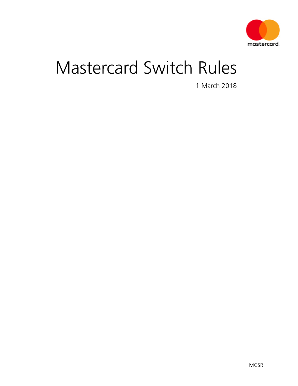 Mastercard Switch Rules 1 March 2018