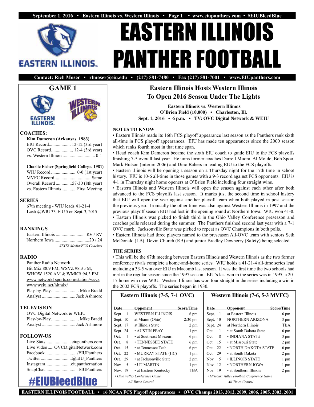 Eastern Illinois Panther Football