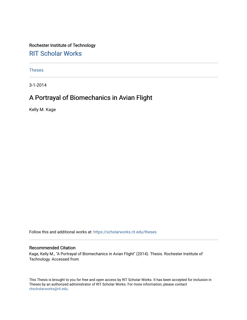 A Portrayal of Biomechanics in Avian Flight