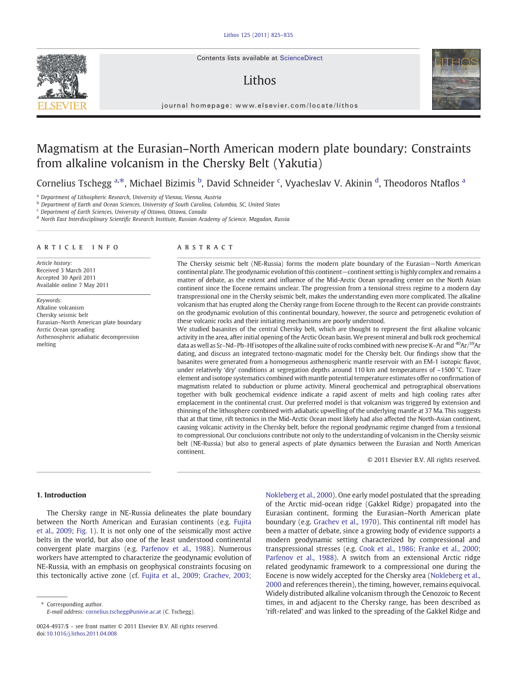 Constraints from Alkaline Volcanism in the Chersky Belt (Yakutia)