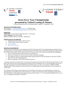 Korn Ferry Tour Championship Presented by United Leasing & Finance Victoria National Golf Club | Newburgh, Indiana | August 30 – September 2, 2019