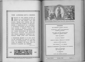 THE AMERICAN's CREED I I BELIEVE in the UNITED STATES of ~ AMERICA AS a GOVERNMENT of the PEOPLE, by the PEOPLE, for the Quarterlv Bulletin