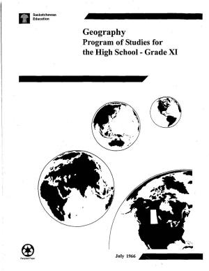 Geography . Program of Studies for the High School