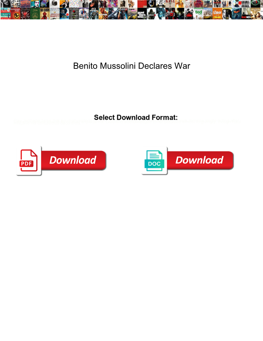 Benito Mussolini Declares War - DocsLib