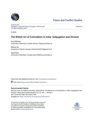 The British Art of Colonialism in India: Subjugation and Division