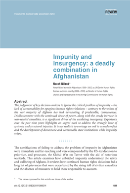 Impunity and Insurgency: a Deadly Combination in Afghanistan