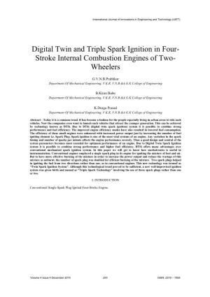 Digital Twin and Triple Spark Ignition in Four- Stroke Internal Combustion Engines of Two- Wheelers