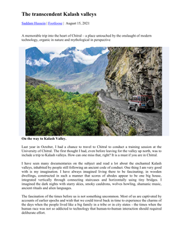 The Transcendent Kalash Valleys