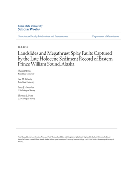 Landslides and Megathrust Splay Faults Captured by the Late Holocene Sediment Record of Eastern Prince William Sound, Alaska Shaun P