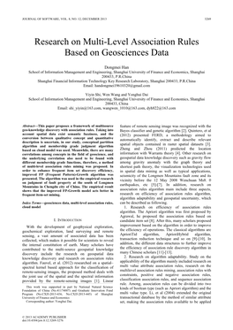 Research on Multi-Level Association Rules Based on Geosciences Data