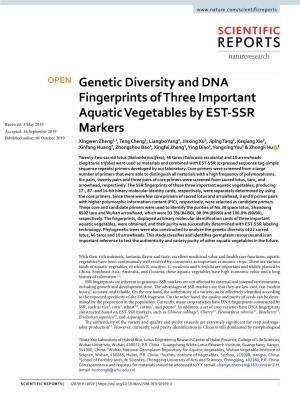 Genetic Diversity and DNA Fingerprints of Three Important